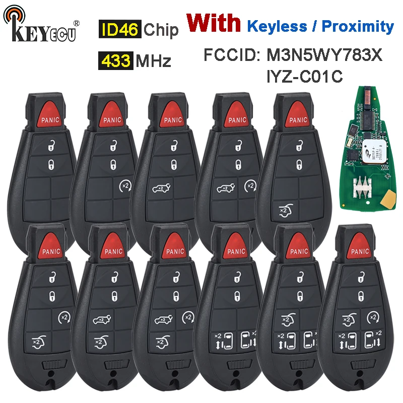 KEYECU 433MHz ID46 Chip M3N5WY783X / IYZ-C01C Keyless-Go Smart Remote Key Fobik Fob for Chrysler Jeep Dodge Ram Trunk 2008-2014
KEYECU 433MHz ID46 Chip M3N5WY783X / IYZ-C01C Keyless-Go Smart Remote Key Fobik Fob for Chrysler Jeep Dodge Ram Trunk 2008-2014
