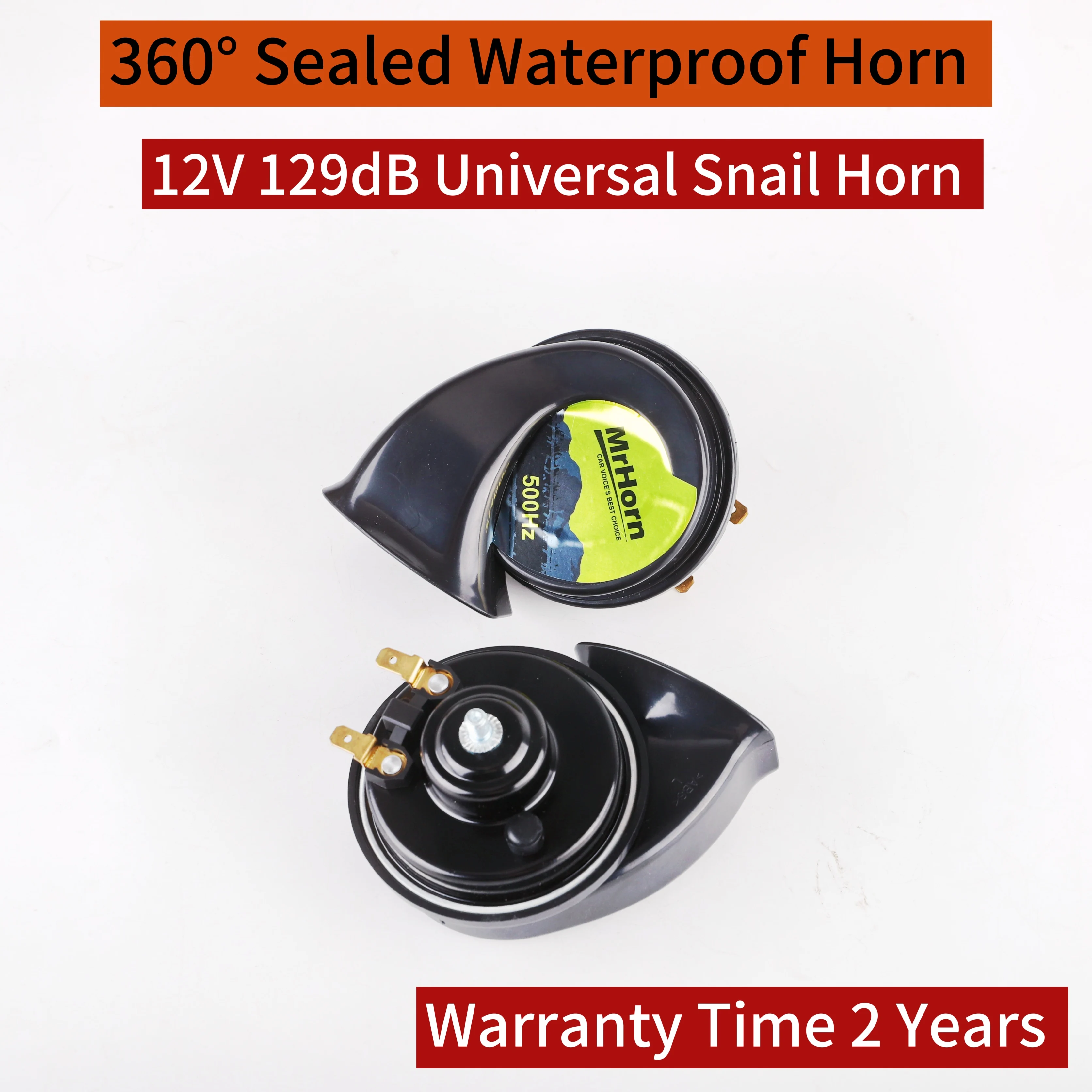 12V Waterproof 129dB Loud Dual-Tone Snail Horn 500/400hz for Car Trucks Motorcycles Black ABS Horn Kit
12V Waterproof 129dB Loud Dual-Tone Snail Horn 500/400hz for Car Trucks Motorcycles Black ABS Horn Kit