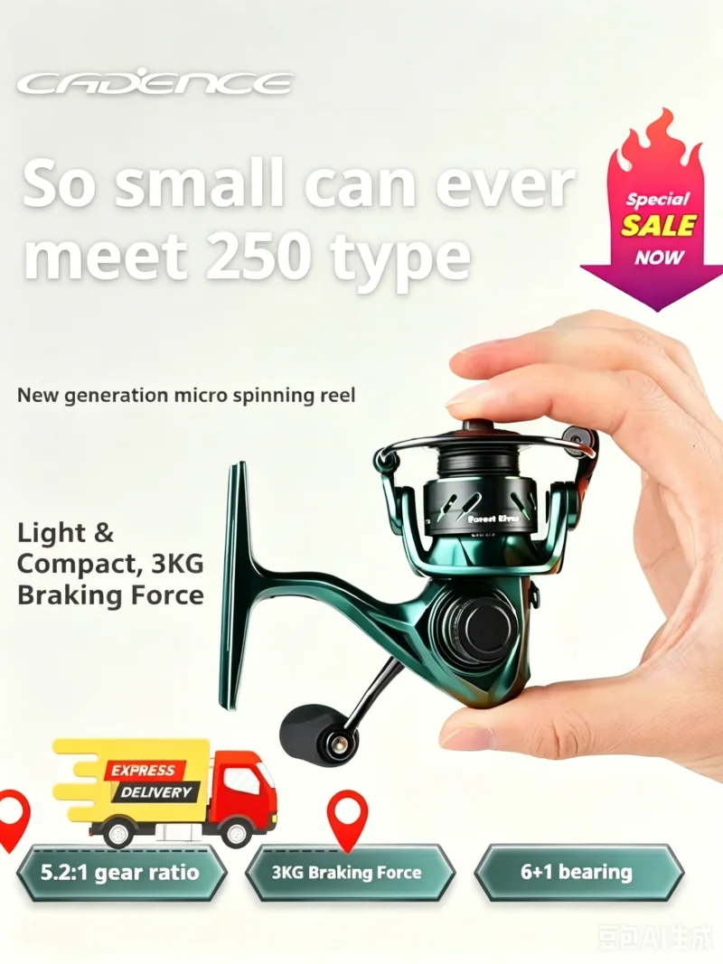 Cadence Mini Spinning Reel Small Size Ultra Light Fishing Reel Slanted Metal Spool For Lure Rod Outdoor Angling Adult Anglers
Cadence Mini Spinning Reel Small Size Ultra Light Fishing Reel Slanted Metal Spool For Lure Rod Outdoor Angling Adult Anglers