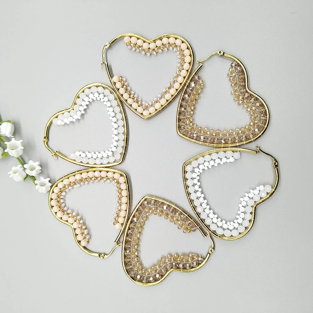 Rice bead earrings Heart-shaped Crystal Originality Hand knitting Bohemia Alloy Fashion Simple Beaded earrings
Rice bead earrings Heart-shaped Crystal Originality Hand knitting Bohemia Alloy Fashion Simple Beaded earrings