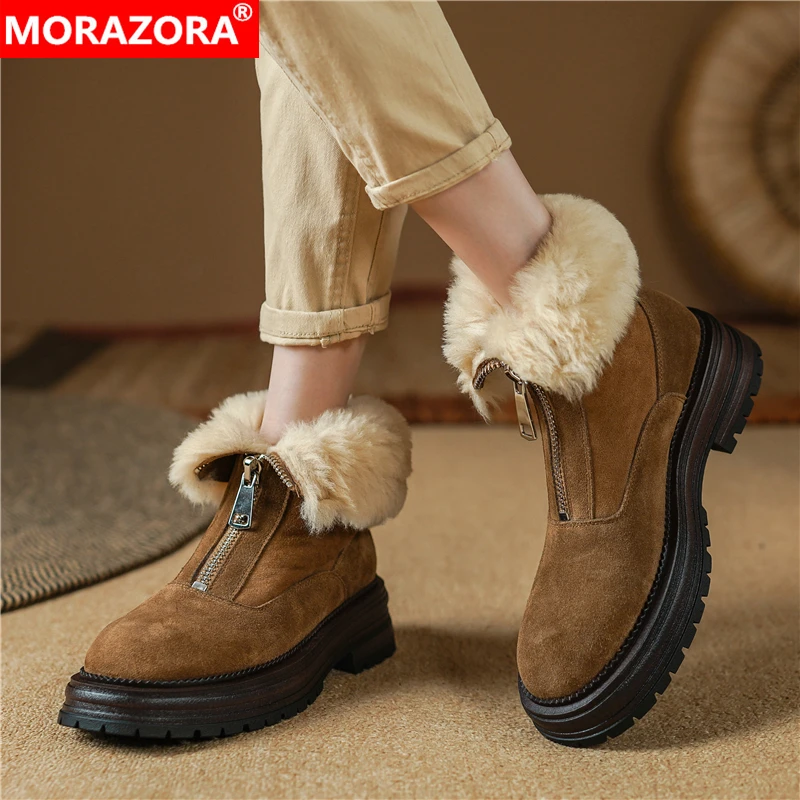MORAZORA зимние ботинки из коровьей замши, женские шерстяные теплые зимние ботинки на платформе с застежкой-молнией, ботильоны в стиле ретро с круглым носком, женская обувь
MORAZORA зимние ботинки из коровьей замши, женские шерстяные теплые зимние ботинки на платформе с застежкой-молнией, ботильоны в стиле ретро с круглым носком, женская обувь
