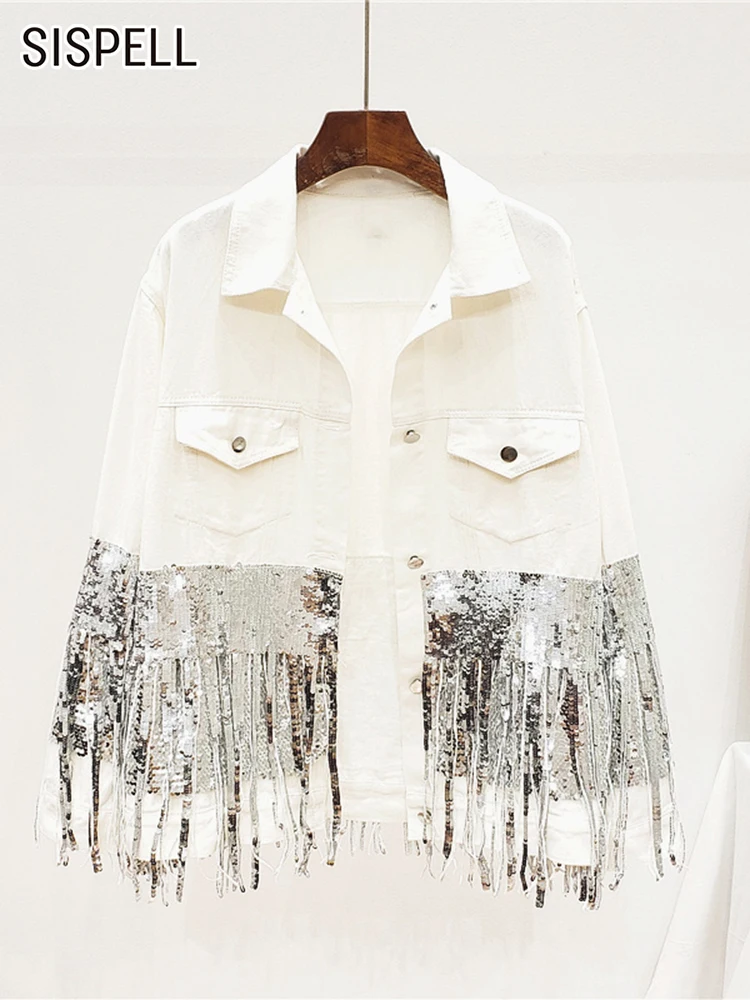 SISPELL Hit Color Jackets For Women Lapel Long Sleeve Patchwork Sequined Tassel Single Breasted Loose Blouse Female Autumn 2022
SISPELL Hit Color Jackets For Women Lapel Long Sleeve Patchwork Sequined Tassel Single Breasted Loose Blouse Female Autumn 2022