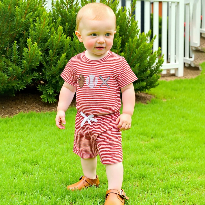 1-4years Boys Summer Shorts Sets Short Sleeve Baseball Embroidery Tops Striped Shorts Sets
1-4years Boys Summer Shorts Sets Short Sleeve Baseball Embroidery Tops Striped Shorts Sets