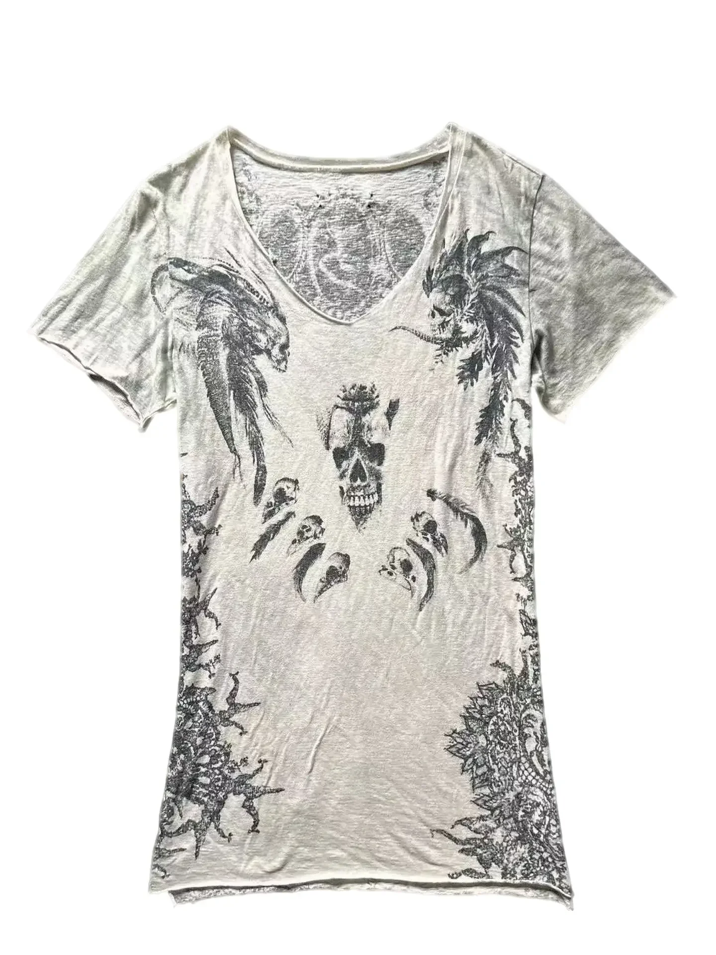 Ifsixwasnine Visual Skull Feather Print Short Sleeve T-Shirt
Ifsixwasnine Visual Skull Feather Print Short Sleeve T-Shirt