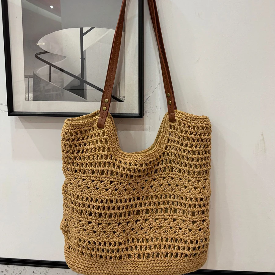 Casual Hollow Out Large Capacity Tote Bag Cotton Weave Women Shoulder Bags Handmade Summer Beach Bag Small Hobo Shopper Purse
Casual Hollow Out Large Capacity Tote Bag Cotton Weave Women Shoulder Bags Handmade Summer Beach Bag Small Hobo Shopper Purse
