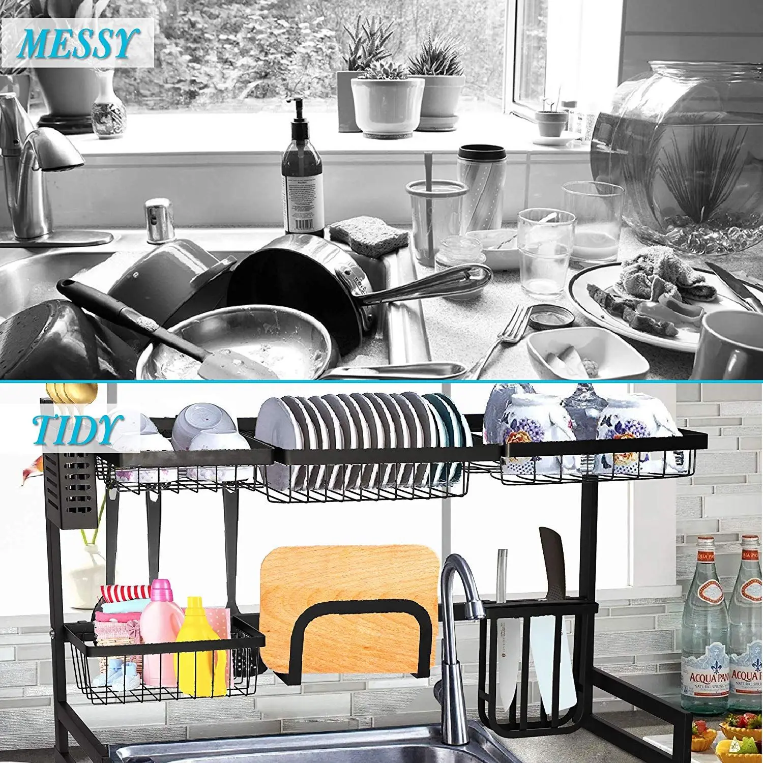 Bosonshop Over The Sink Dish Drying Rack Stainless Steel Kitchen Supplies Storage Shelf Drainer Organizer, 35" x 12.2" x 20.4"
Bosonshop Over The Sink Dish Drying Rack Stainless Steel Kitchen Supplies Storage Shelf Drainer Organizer, 35" x 12.2" x 20.4"