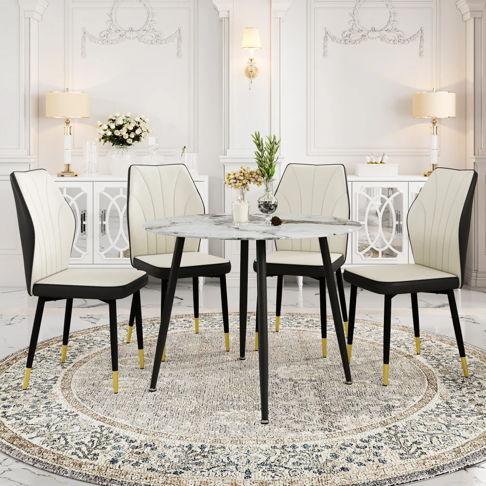 Table and Chair Set,Dinning Table Chairs for 4,Table with Chairs,Modern Imitation Marble Patterned Round Glass Table
Table and Chair Set,Dinning Table Chairs for 4,Table with Chairs,Modern Imitation Marble Patterned Round Glass Table