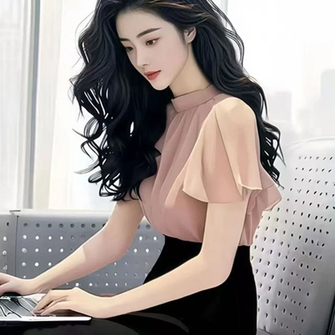 Elegant Pink Milk Tea Color Top Fashionable Design Unique Personality Summer New Arrival Women's Slim Fit Shirt Breathable Po...
Elegant Pink Milk Tea Color Top Fashionable Design Unique Personality Summer New Arrival Women's Slim Fit Shirt Breathable Po...