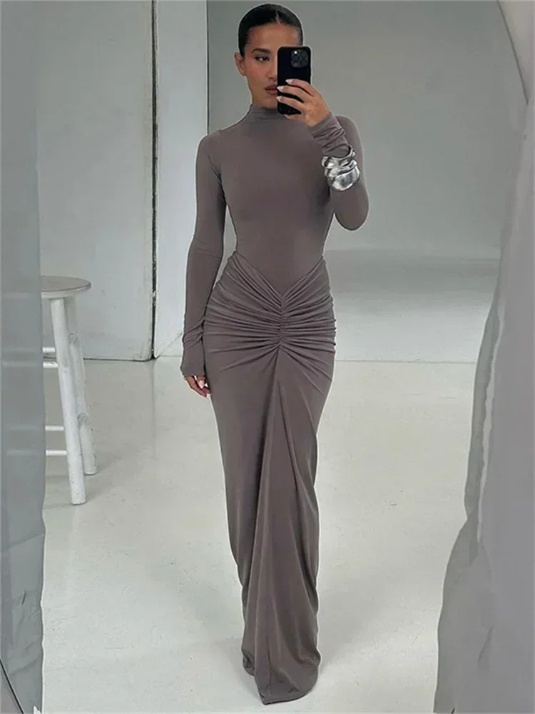 Pleated Fashion Patchwork Long Dress Women's High Waist Long Sleeve Solid Slim Party Dress Summer 2025 Female Maxi Dress
Pleated Fashion Patchwork Long Dress Women's High Waist Long Sleeve Solid Slim Party Dress Summer 2025 Female Maxi Dress
