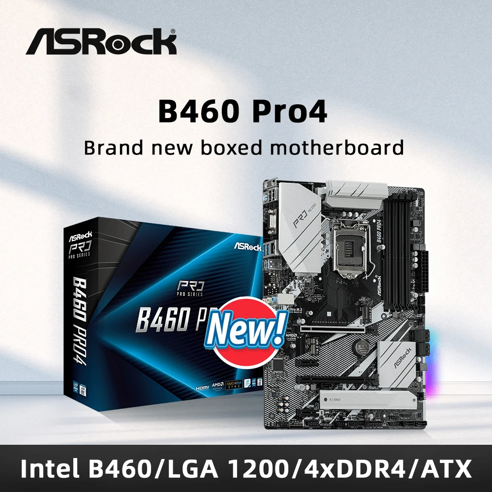ASRock Brand New B460 PRO4 Motherboard Support 10900K 10100F 10600KF 10400KF 10700k G6400 G5900 CPU LGA 1200 4xDDR4 M.2 HDMI ATX
ASRock Brand New B460 PRO4 Motherboard Support 10900K 10100F 10600KF 10400KF 10700k G6400 G5900 CPU LGA 1200 4xDDR4 M.2 HDMI ATX
