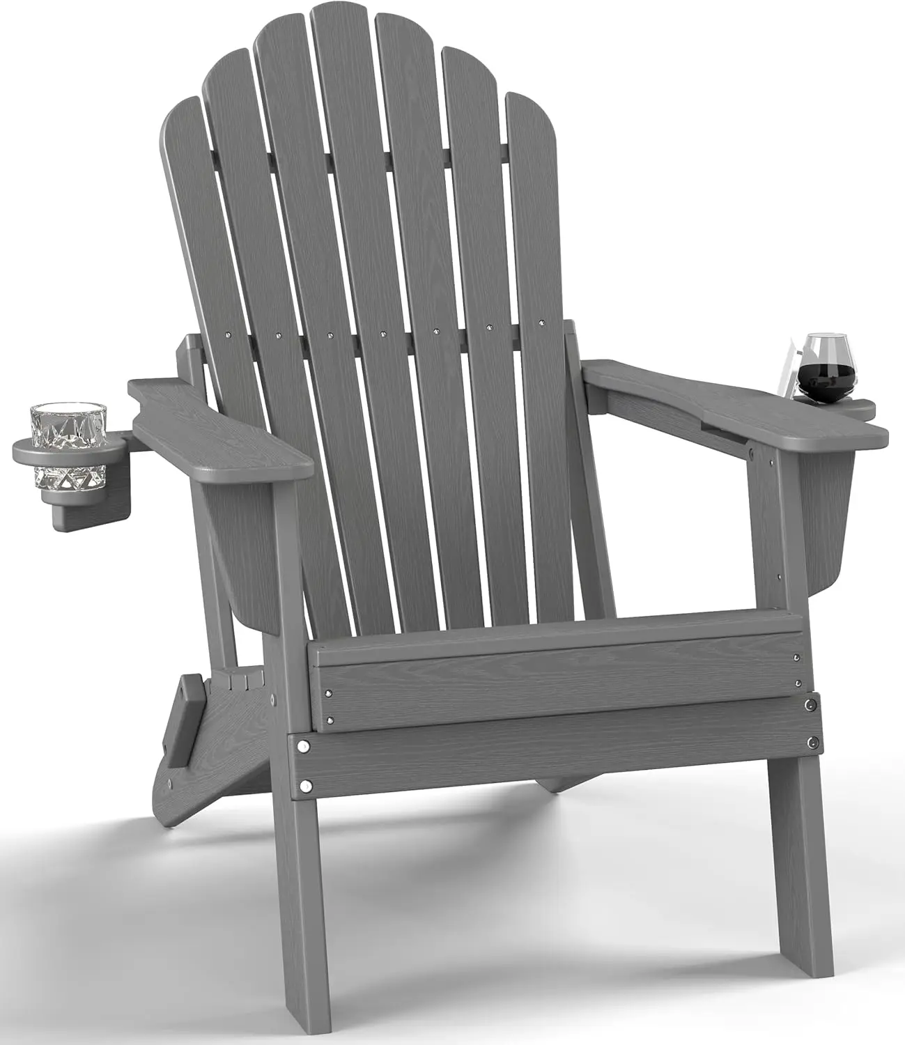Folding Adirondack Chair, HDPE Outdoor Chair with Wide Reinforced Seat & 2 Cup Holders for Patio, Garden, Fire Pit, Gray
Folding Adirondack Chair, HDPE Outdoor Chair with Wide Reinforced Seat & 2 Cup Holders for Patio, Garden, Fire Pit, Gray