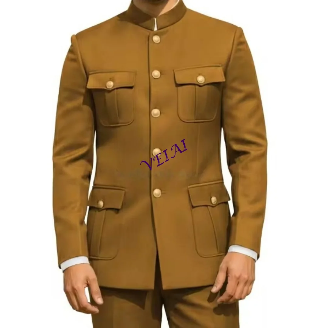 CustomizedMen's 2 Piece Chinese Tunic Suit Mandarin Collar Suits for Men Slim Fit Suit Men with Gold Button
CustomizedMen's 2 Piece Chinese Tunic Suit Mandarin Collar Suits for Men Slim Fit Suit Men with Gold Button