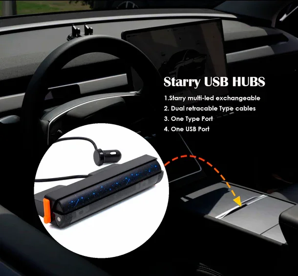 Starlight Center Console USB Hub for Tesla Model 3 Highland/Y Juniper/Y L Intelligent Retractable Magnetic 65W Fast Charger Dock
Starlight Center Console USB Hub for Tesla Model 3 Highland/Y Juniper/Y L Intelligent Retractable Magnetic 65W Fast Charger Dock