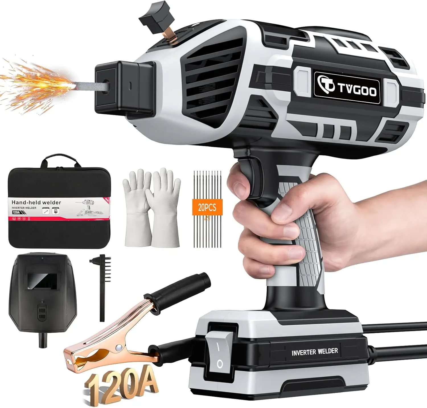 Portable Handheld Welding Machine 110V IGBT Inverter ARC Welder 20-120A Hot Start Anti-Stick for 3/32"-1/8" Rods
Portable Handheld Welding Machine 110V IGBT Inverter ARC Welder 20-120A Hot Start Anti-Stick for 3/32"-1/8" Rods