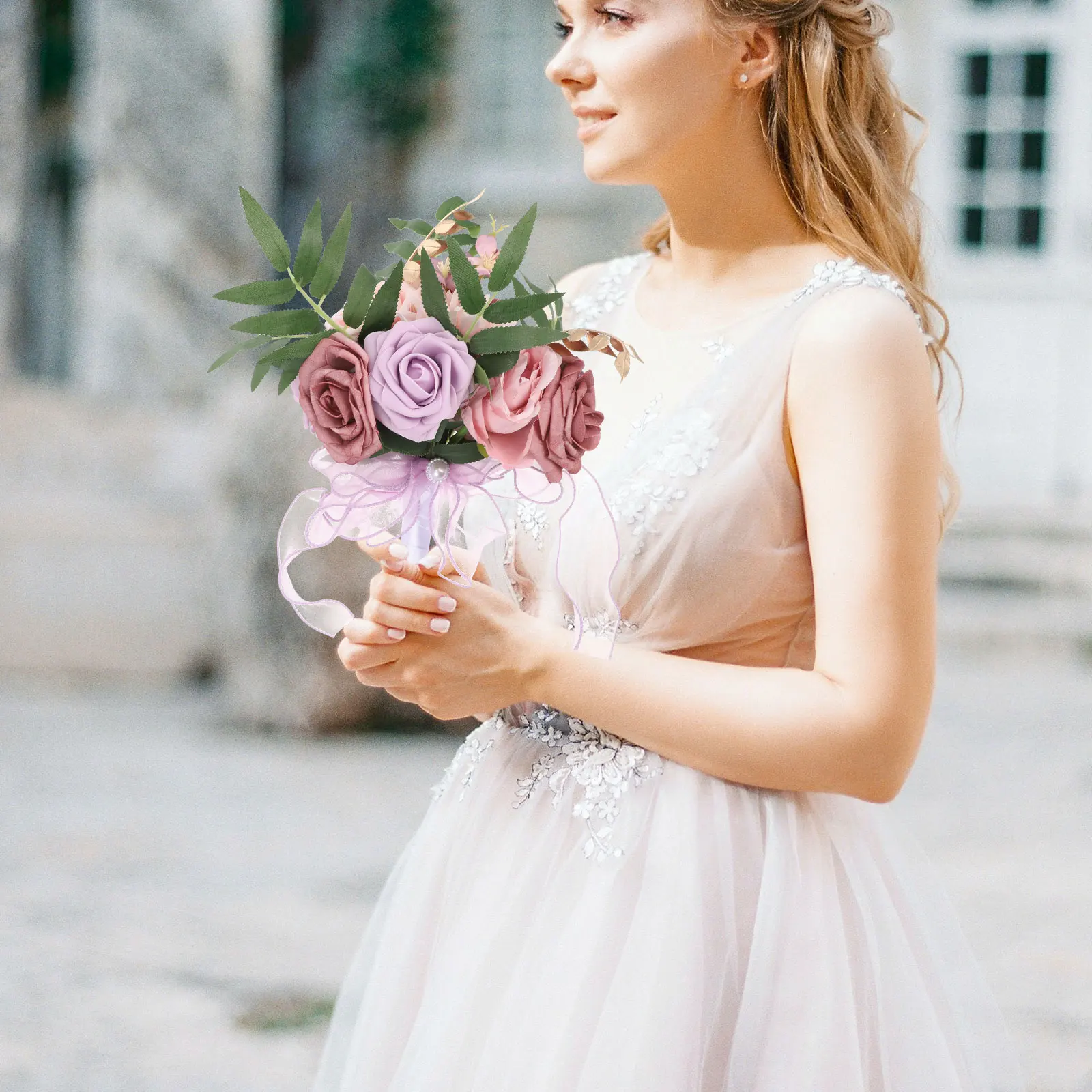Artificial Bridal Bouquet Pink White Eucalyptus Leaves Silk Rose Wedding Party Decor Reusable NonFading
Artificial Bridal Bouquet Pink White Eucalyptus Leaves Silk Rose Wedding Party Decor Reusable NonFading
