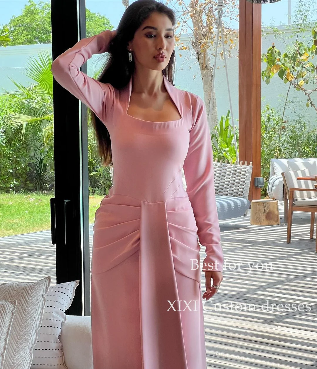 XIXI Pink Column Square Neckline Floor-Length Long Sleeves Evening Dresses Wedding Dress Vestidos Para Eventos Especiales Elegan
XIXI Pink Column Square Neckline Floor-Length Long Sleeves Evening Dresses Wedding Dress Vestidos Para Eventos Especiales Elegan