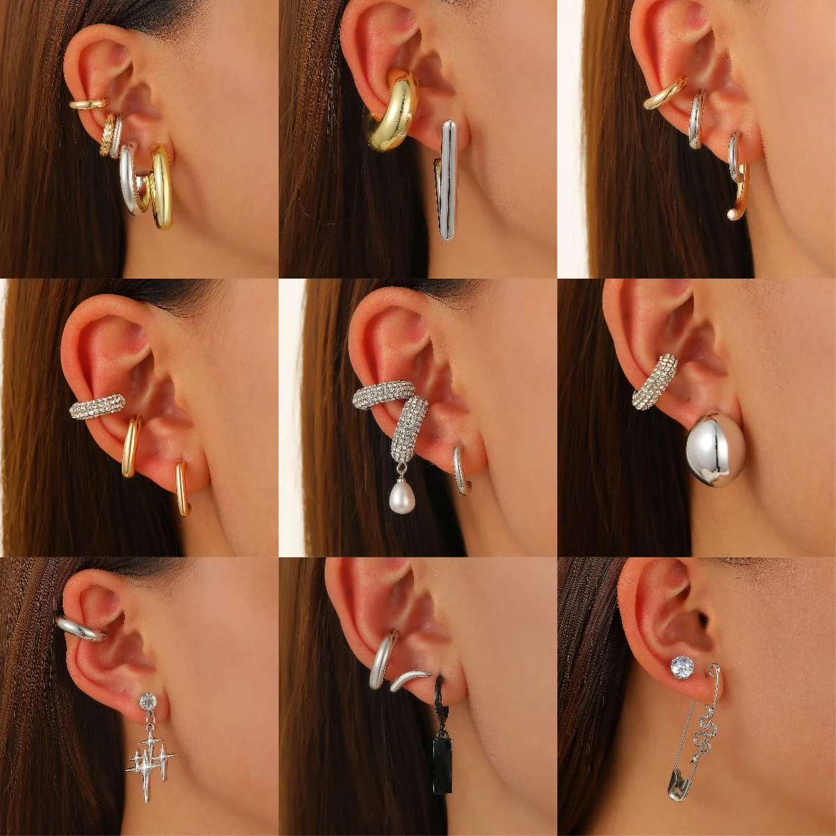 Stylish Ear Cuff Set Bold Hoop Rhinestone Crystal Gold Silver Plated Clip Earrings Women Jewelry
Stylish Ear Cuff Set Bold Hoop Rhinestone Crystal Gold Silver Plated Clip Earrings Women Jewelry
