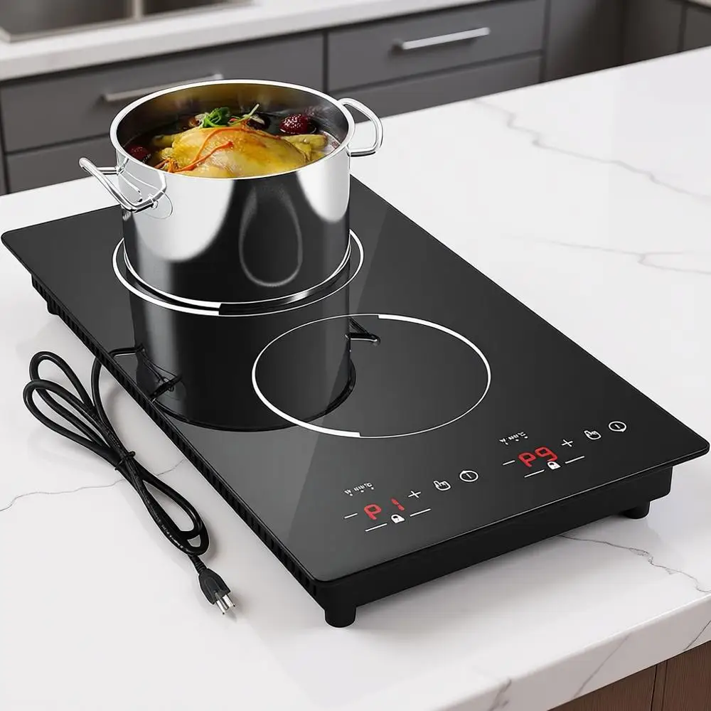 Двойная индукционная варочная панель на 2 конфорки, 110-120В, 9 уровней мощности, защита от детей, таймер на 120 минут
Двойная индукционная варочная панель на 2 конфорки, 110-120В, 9 уровней мощности, защита от детей, таймер на 120 минут