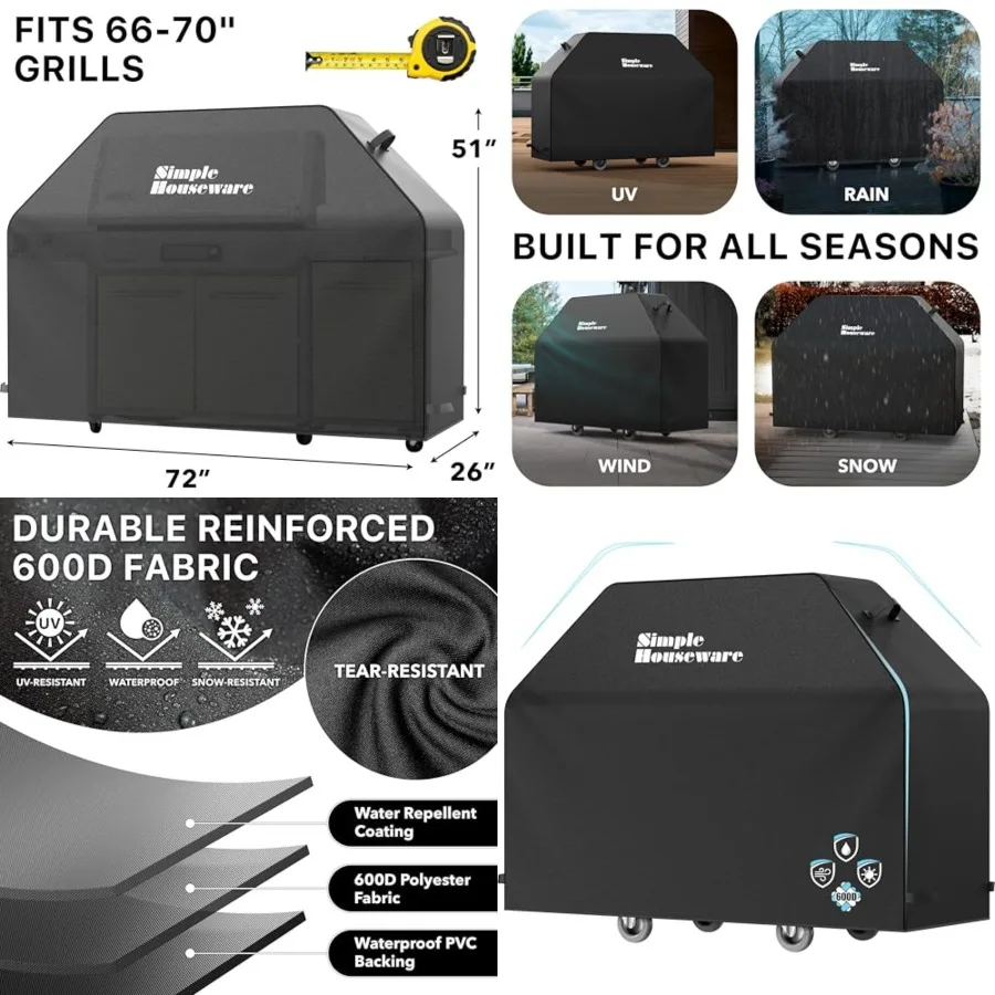72 in. Heavy-Duty BBQ Gas Grill Cover, 600D Polyester Waterproof, Weather-Resistant
72 in. Heavy-Duty BBQ Gas Grill Cover, 600D Polyester Waterproof, Weather-Resistant