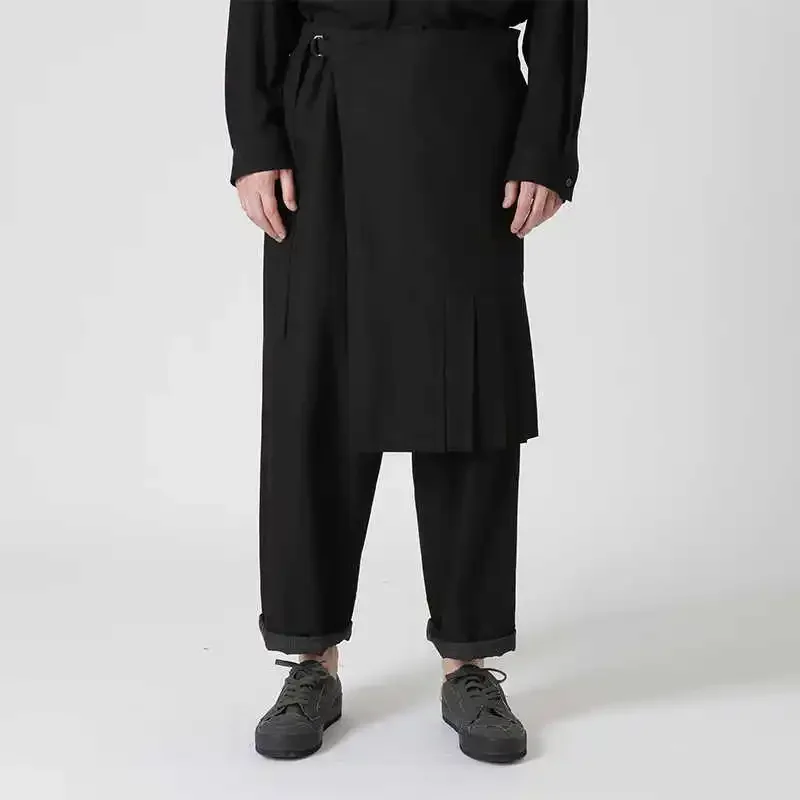 YOJI OOAK original design pleated apron patchwork culottes detachable lace-up pants Dark tie men pants plank
YOJI OOAK original design pleated apron patchwork culottes detachable lace-up pants Dark tie men pants plank
