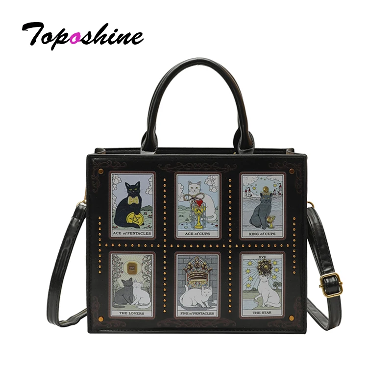 Toposhine Cat Tarot Card Print Top Handle Bag PU Leather Vintage Women's Crossbody Bag Satchel Zipper Kitten Design Shoulder Bag
Toposhine Cat Tarot Card Print Top Handle Bag PU Leather Vintage Women's Crossbody Bag Satchel Zipper Kitten Design Shoulder Bag