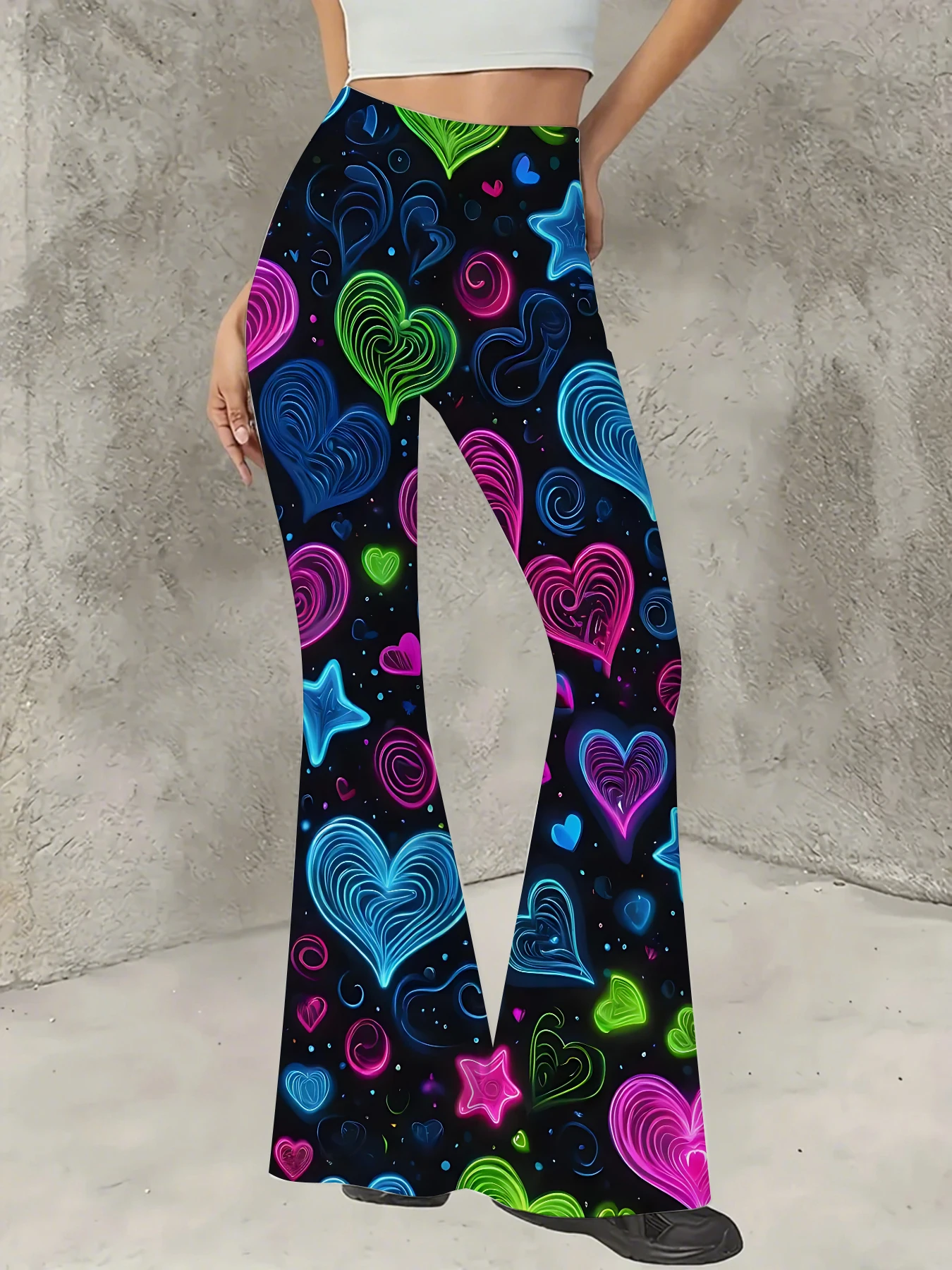 Retro Printed Flare Pants Women High Waist Polyester Knit Bell Bottom Trousers
Retro Printed Flare Pants Women High Waist Polyester Knit Bell Bottom Trousers
