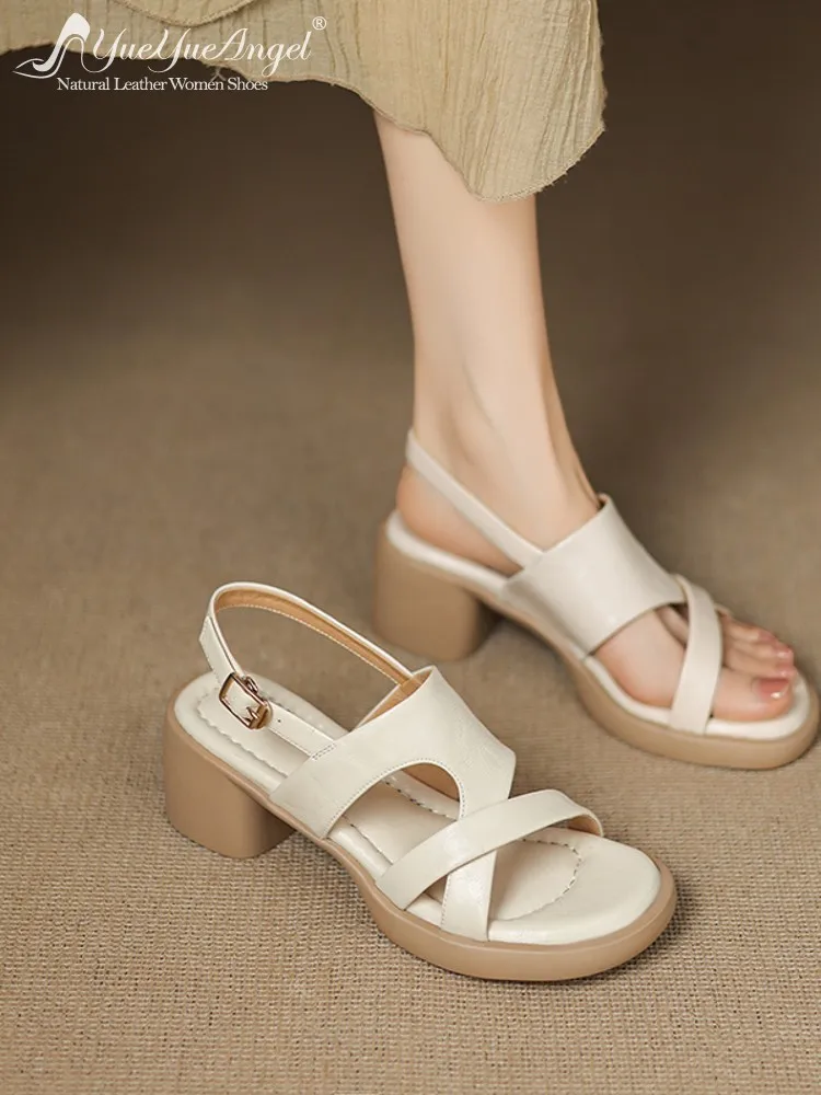 Summer French Style Women Beach Buckle Sheepskin Genuine Leather Mid Heel Open Toe New Retro Ladies Elegant Comfortable Sandals
Summer French Style Women Beach Buckle Sheepskin Genuine Leather Mid Heel Open Toe New Retro Ladies Elegant Comfortable Sandals