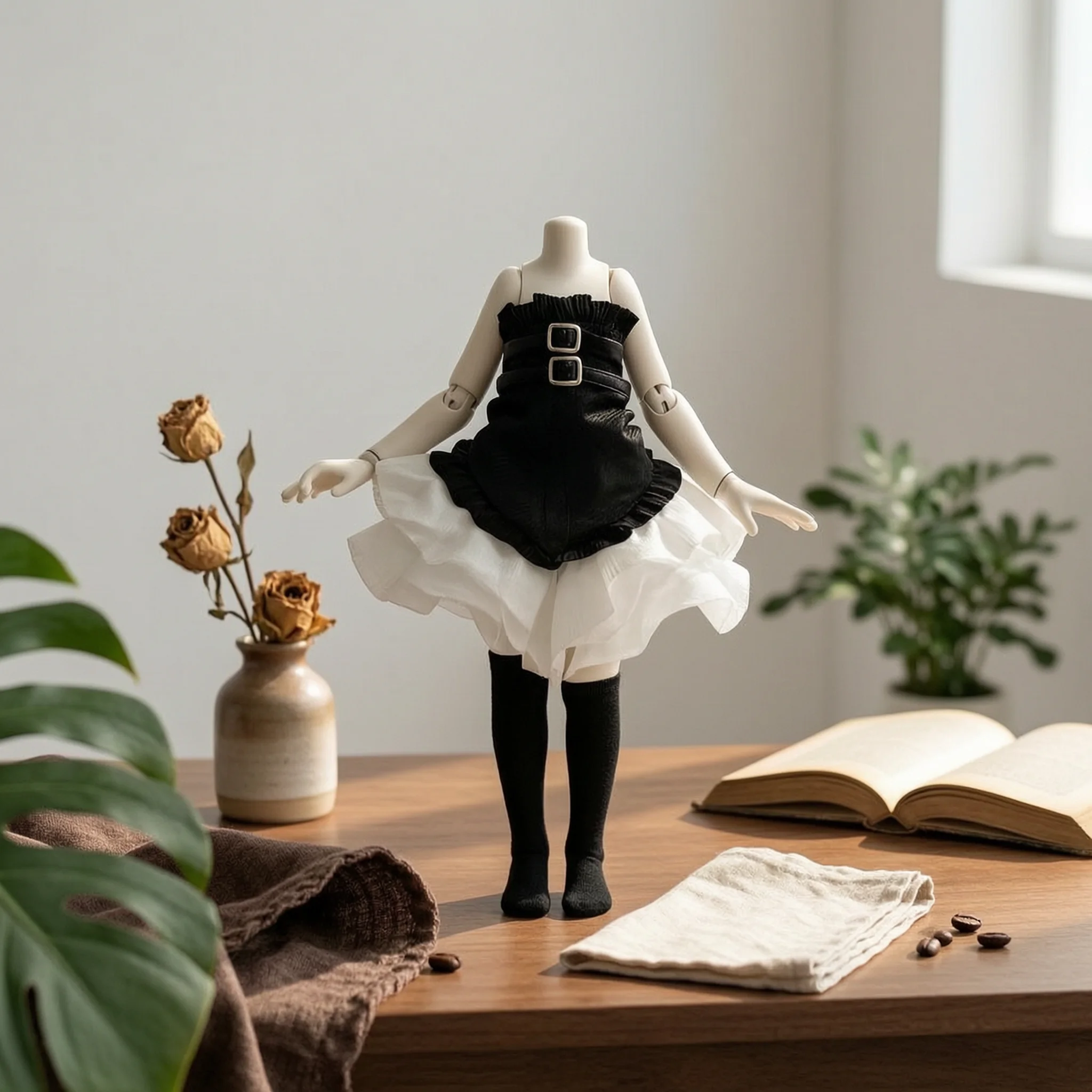 Gothic-Inspired Doll Outfit Ruffled Black Sleeveless Doll Top White Puffy Skirt Shorts Puffed Toy Clothing
Gothic-Inspired Doll Outfit Ruffled Black Sleeveless Doll Top White Puffy Skirt Shorts Puffed Toy Clothing