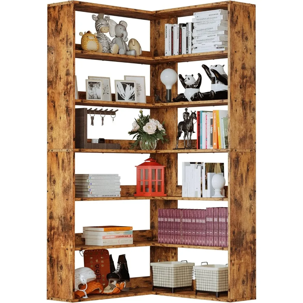 Bookshelves 6 Tiers with Baffles Industrial Large Corner Etagere Bookcase Storage Display Rack for Living Room Home Office
Bookshelves 6 Tiers with Baffles Industrial Large Corner Etagere Bookcase Storage Display Rack for Living Room Home Office