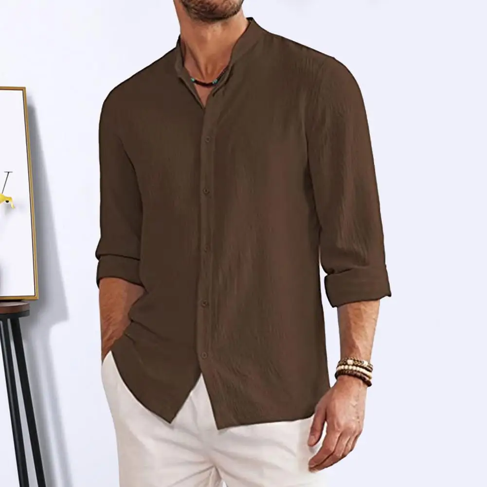 Stand Collar Shirt Stylish Men's Stand Collar Cardigan Soft Breathable Casual Autumn/spring Top Long Sleeve Shirt
Stand Collar Shirt Stylish Men's Stand Collar Cardigan Soft Breathable Casual Autumn/spring Top Long Sleeve Shirt