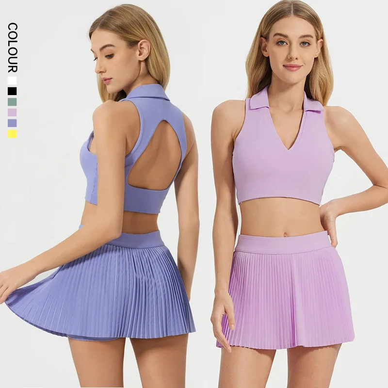 SHINBENE Women's 2Pcs Golf Outfits High Waist Pleated Skirts and Sports Bra Tennis Skirt Sets
SHINBENE Women's 2Pcs Golf Outfits High Waist Pleated Skirts and Sports Bra Tennis Skirt Sets