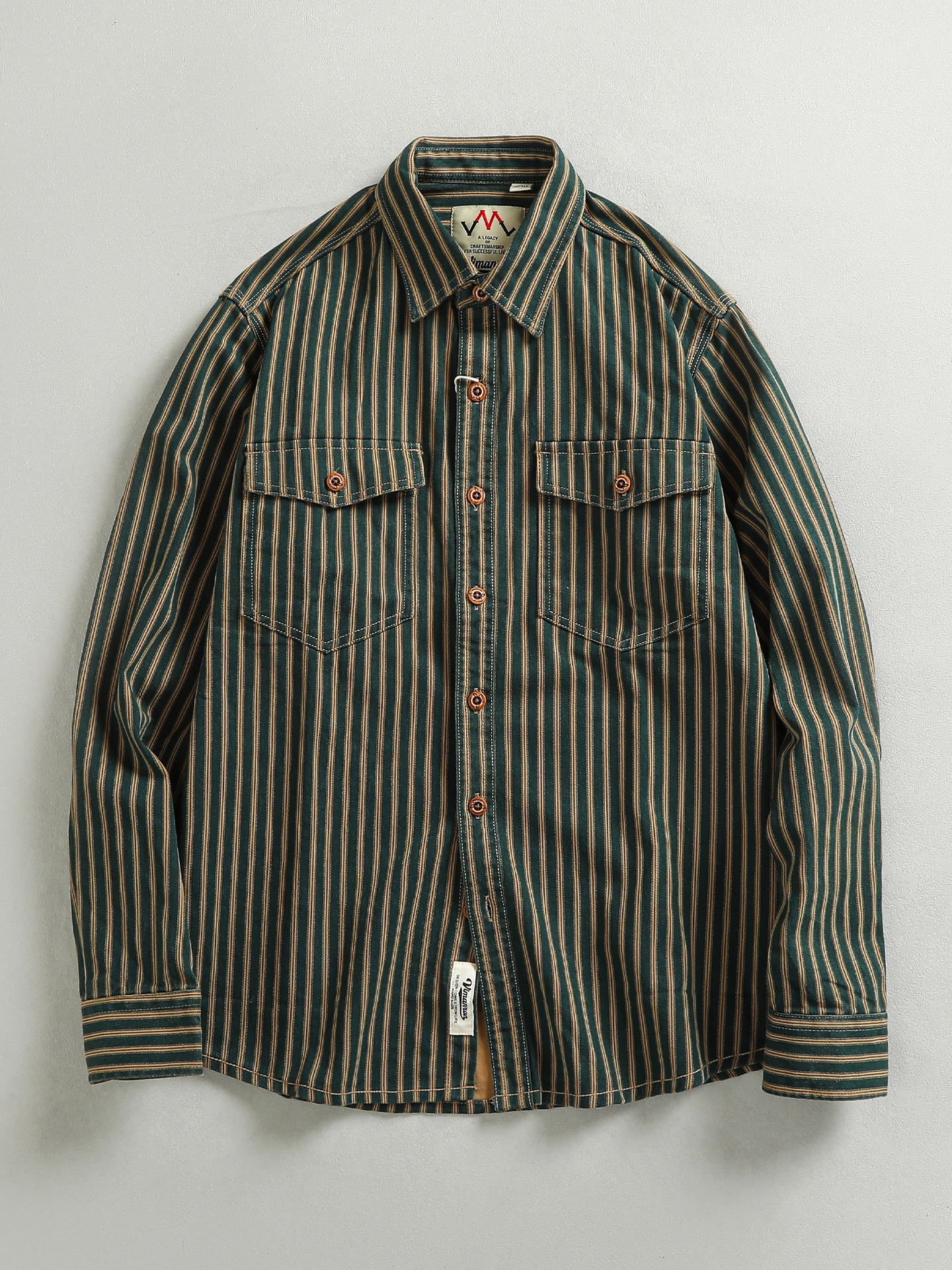 Retro American Striped Long Sleeve Cotton Shirt Men's Woven Washed Workwear Jacket Youth Fashion Standard Fit Button down
Retro American Striped Long Sleeve Cotton Shirt Men's Woven Washed Workwear Jacket Youth Fashion Standard Fit Button down