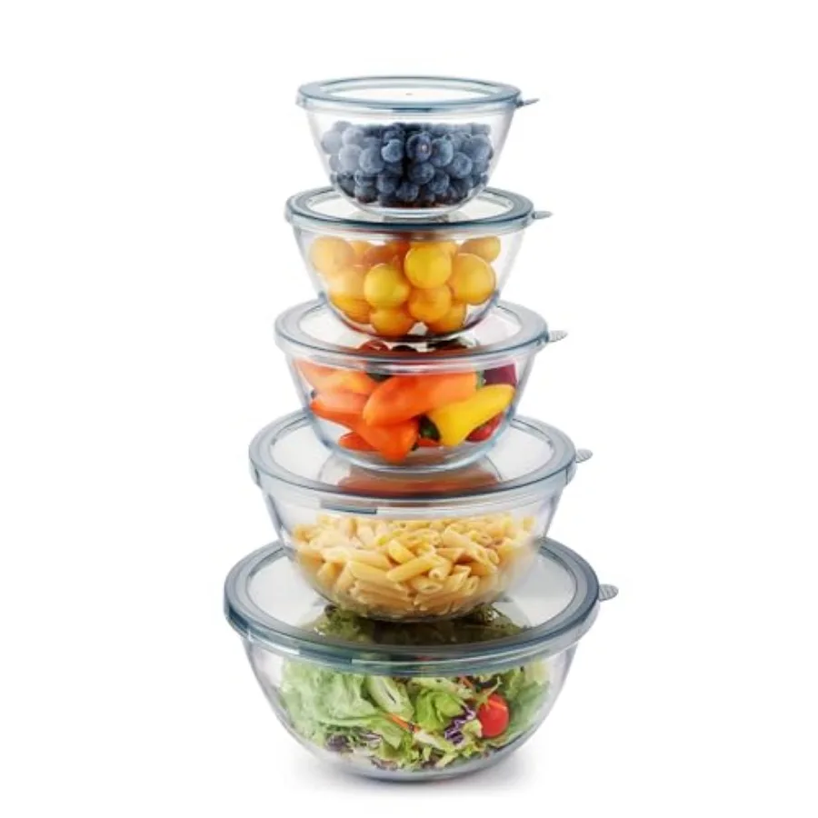 5pc Glass Mixing Bowls with Lids Set 4.65QT 2.80QT 1.64QT 1.16QT 0.85QT Nesting Salad Bowl Large Glass Mixing Bowl for Cooking
5pc Glass Mixing Bowls with Lids Set 4.65QT 2.80QT 1.64QT 1.16QT 0.85QT Nesting Salad Bowl Large Glass Mixing Bowl for Cooking
