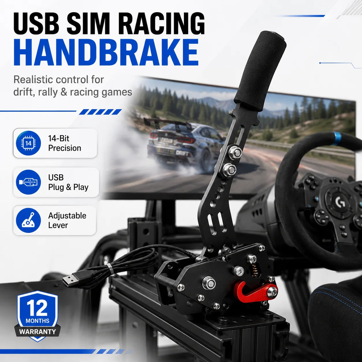 14Bit PC USB Handbrake Racing Simulator for Logitech G25 G27 G29 Thrustmaster T300 T500 Fanatec OSW LFS Dirt Rally Sim Game