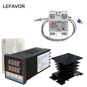 REX-C100 디지털 PID 온도 컨트롤러, 고품질 온도 조절기, SSR 출력 Max.40A SSR 릴레이 K 열전대 프로브