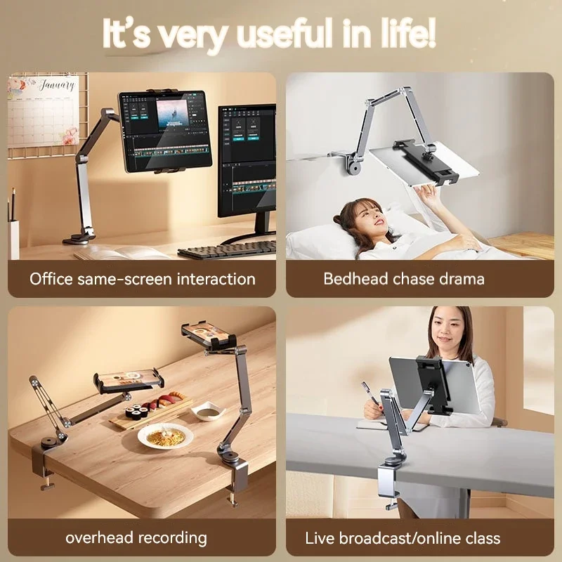 Folding Clip Desktop Phone Holder Bracket Tablet Holder Aluminum Alloy Stand Rotatable Cantilever Home Live Holder for Ipad Pro
Folding Clip Desktop Phone Holder Bracket Tablet Holder Aluminum Alloy Stand Rotatable Cantilever Home Live Holder for Ipad Pro