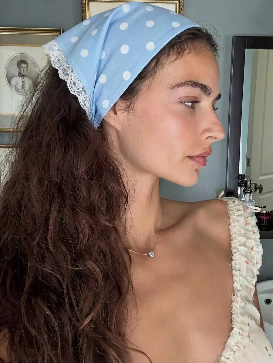 Womens Polka Dot Lace Trim Headwrap Bandana For Summer Beach Vacation Daily Wear
Womens Polka Dot Lace Trim Headwrap Bandana For Summer Beach Vacation Daily Wear