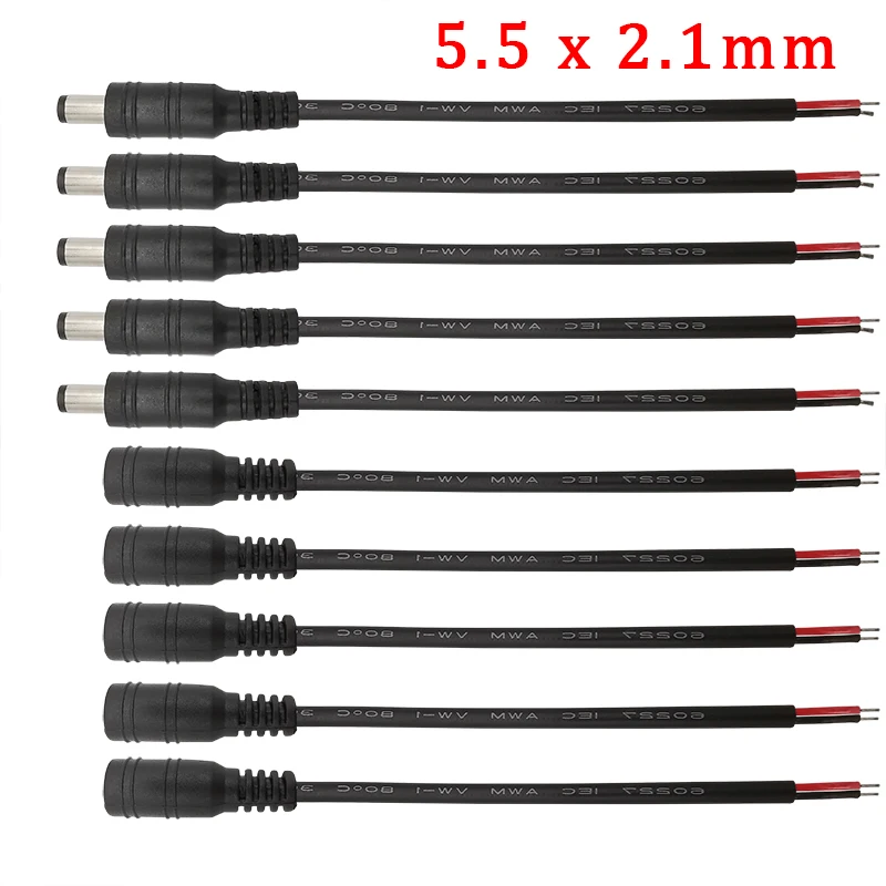 10Pair 5.5x2.1mm DC Power Male Female Adapter 12V 15CM DC Plug Jack Pigtail Wire Cable Connector For 5050 3528 LED Strip Light
10Pair 5.5x2.1mm DC Power Male Female Adapter 12V 15CM DC Plug Jack Pigtail Wire Cable Connector For 5050 3528 LED Strip Light