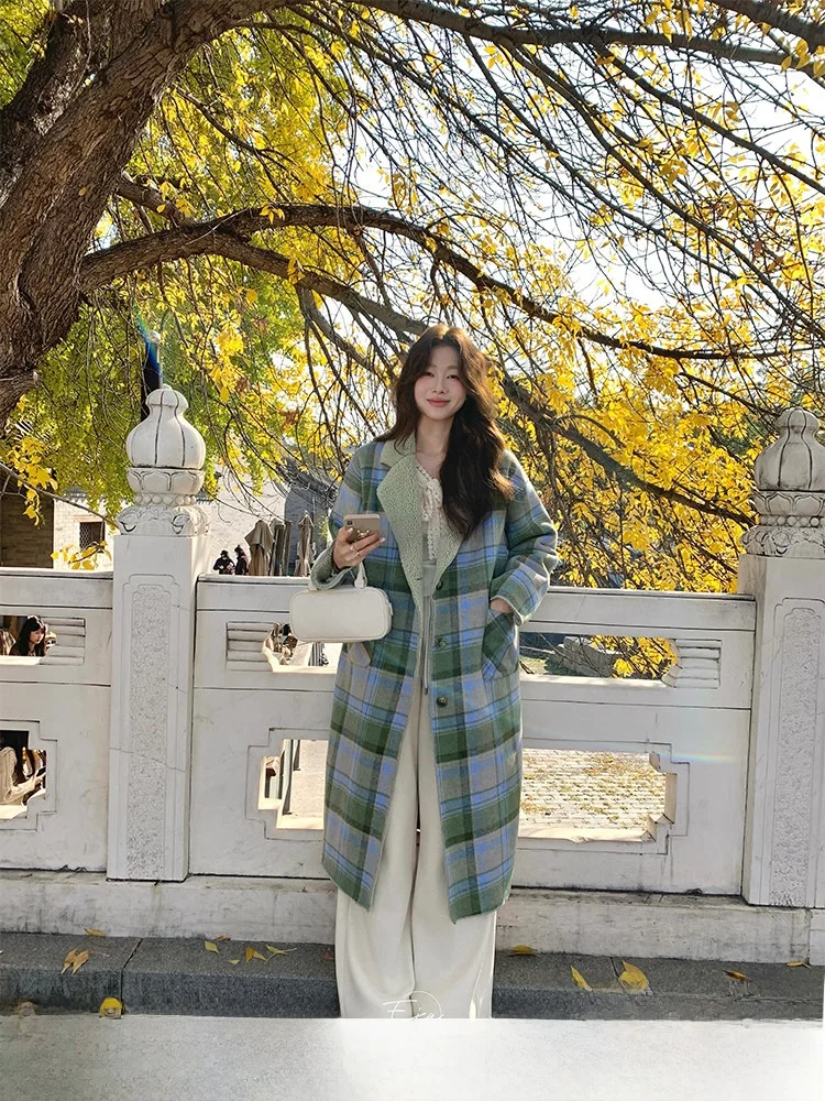 Двустороннее шерстяное пальто Ele для женщин, Thiened Winter een, клетчатое прямое винтажное длинное пальто с открытым дизайном
Двустороннее шерстяное пальто Ele для женщин, Thiened Winter een, клетчатое прямое винтажное длинное пальто с открытым дизайном