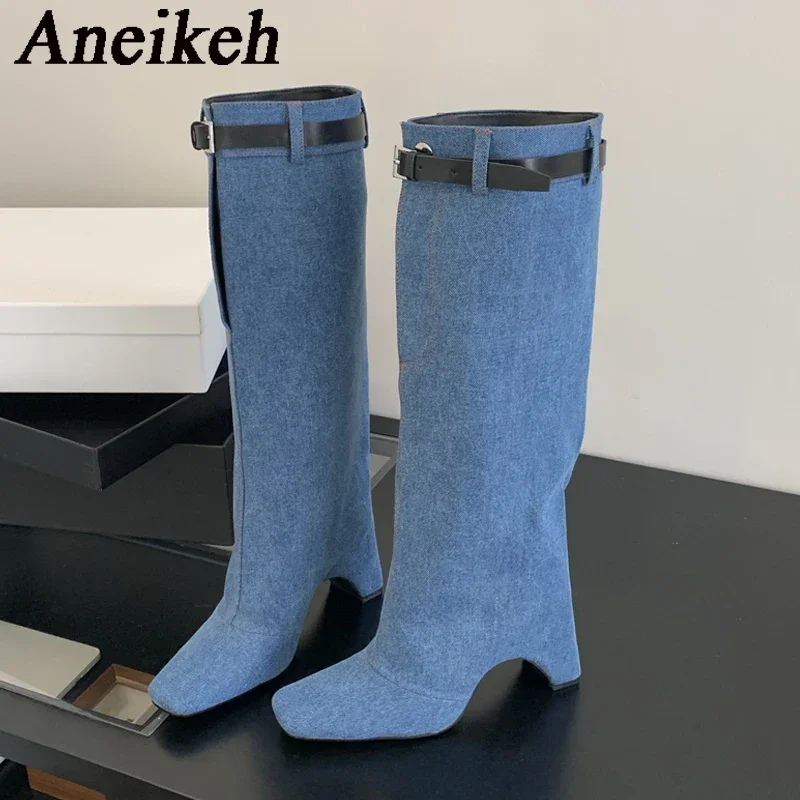 Aneikeh 2024 Новые осенне-зимние сапоги до колена однотонные джинсовые женские Прошитые туфли римские повседневные с квадратным носком на тонком каблуке элегантные белые
Aneikeh 2024 Новые осенне-зимние сапоги до колена однотонные джинсовые женские Прошитые туфли римские повседневные с квадратным носком на тонком каблуке элегантные белые