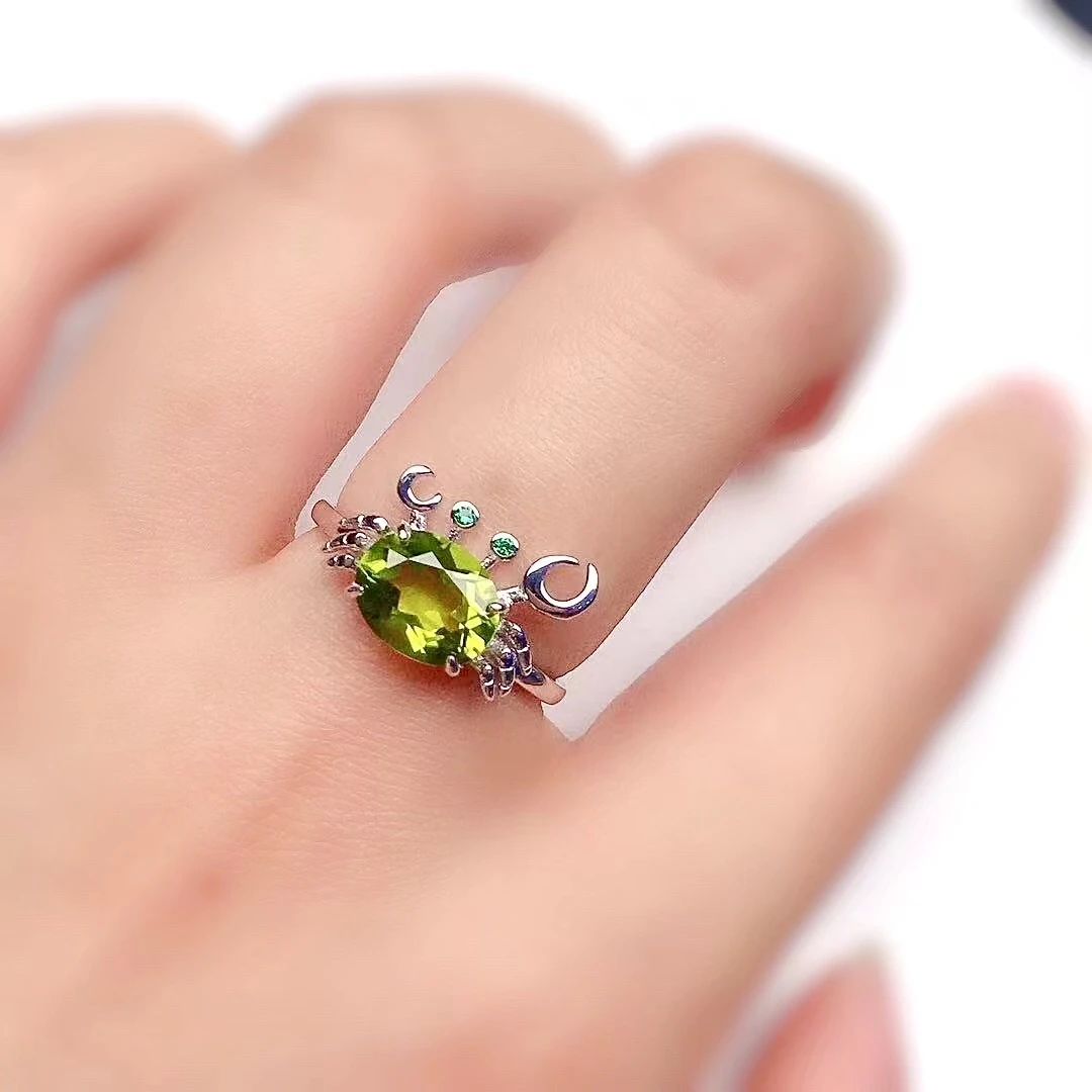 Cute Crab Ring for Young Girl 7mm*9mm Natural Peridot Ring Fashion Peridot Silver Ring for Party 925 Silver Peridot Jewelry
Cute Crab Ring for Young Girl 7mm*9mm Natural Peridot Ring Fashion Peridot Silver Ring for Party 925 Silver Peridot Jewelry