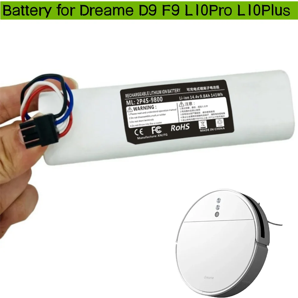 9800mAh for Dreame F9 D9 L10 Pro Plus RLS3 RLS5 RLS5L RLS5D Robot Vacuum Cleaner Accessory Battery 14.4V P2008-4S2P-MMBK .
9800mAh for Dreame F9 D9 L10 Pro Plus RLS3 RLS5 RLS5L RLS5D Robot Vacuum Cleaner Accessory Battery 14.4V P2008-4S2P-MMBK .