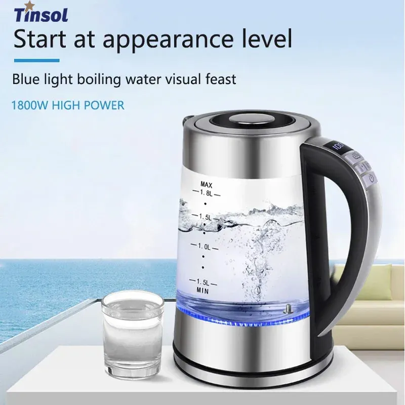 TINSOL 1.8 Liter Smart Electric Kettle Stainless Steel High Borosilicate Glass Electric Kettle Automatic Power Off with Filter
TINSOL 1.8 Liter Smart Electric Kettle Stainless Steel High Borosilicate Glass Electric Kettle Automatic Power Off with Filter