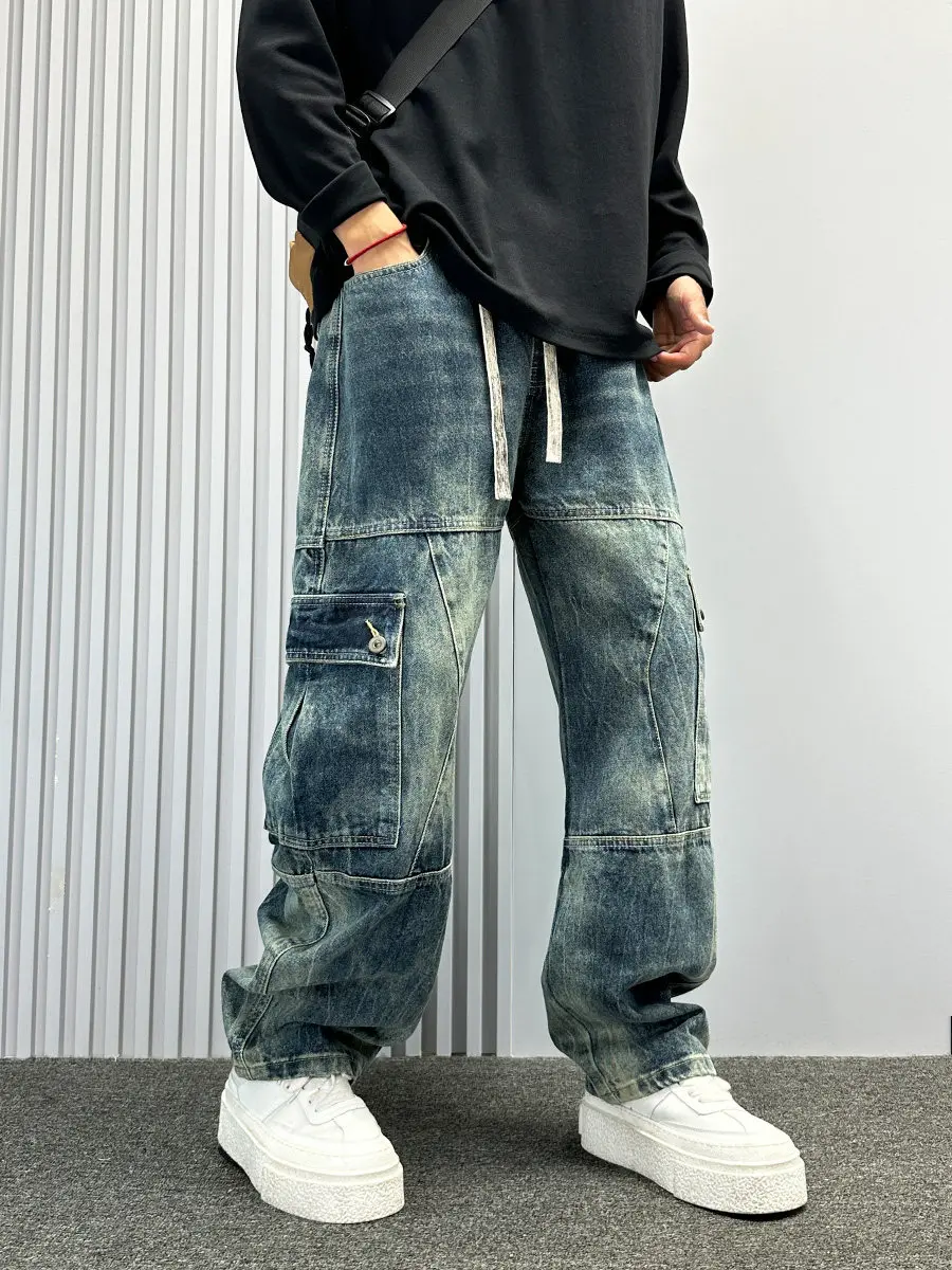 American High Street Retro Knife Men's Jeans Spring Autumn New Loose Straight Washed Multi Pocket Workwear Pants
American High Street Retro Knife Men's Jeans Spring Autumn New Loose Straight Washed Multi Pocket Workwear Pants