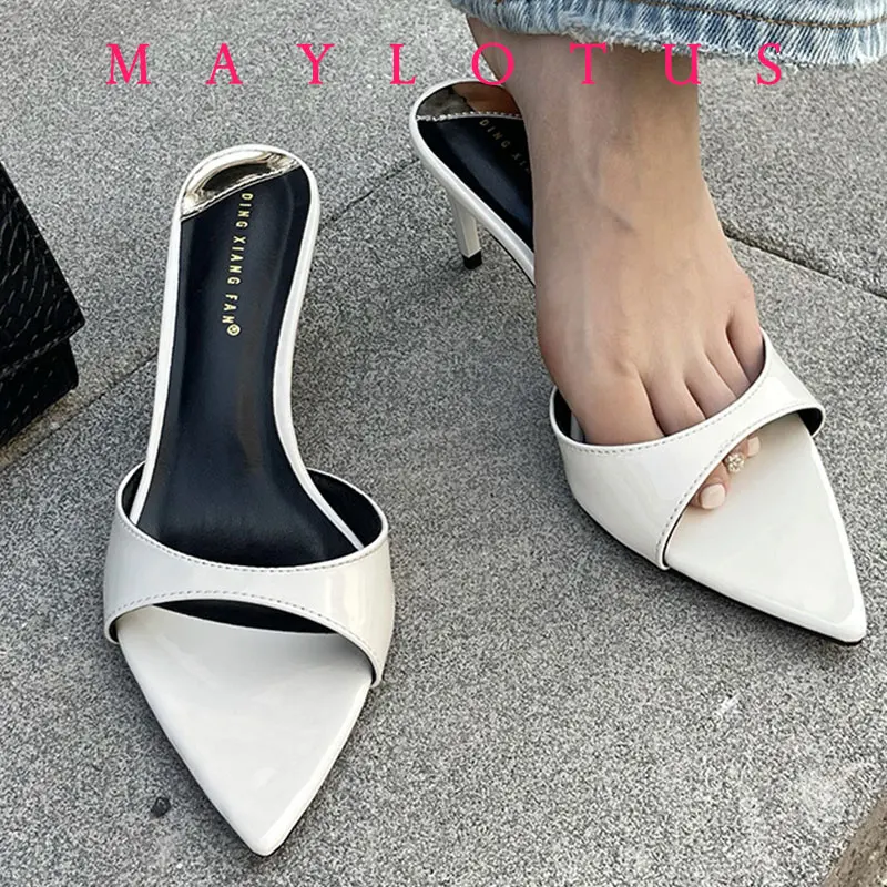 7cm White Heels Slippers Stiletto Ladies Sandals White Patent Leather Summer Shoes Woman 2025 Pointed Toe Sandalias De Mujer
7cm White Heels Slippers Stiletto Ladies Sandals White Patent Leather Summer Shoes Woman 2025 Pointed Toe Sandalias De Mujer