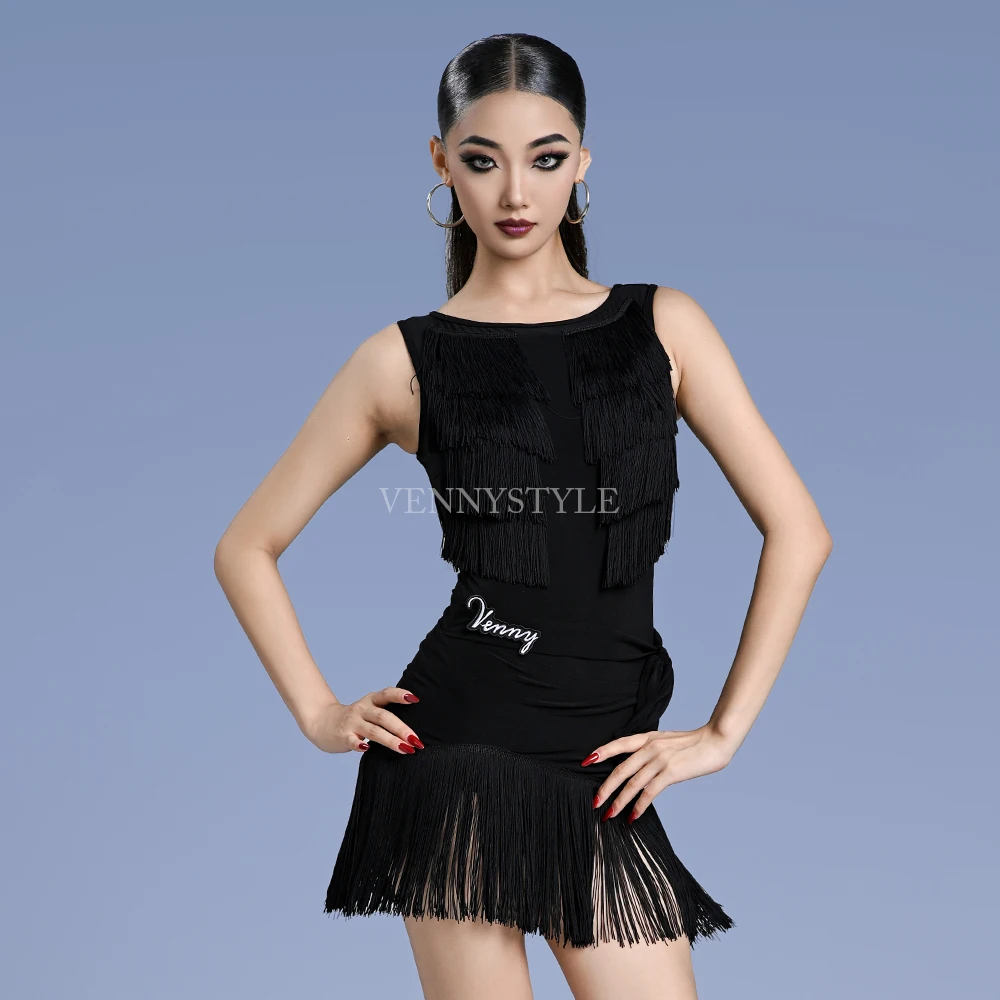 Vennystyle professional adult Latin dance dress Ladies dance training dress fringe skirt Ballroom dance training dress
Vennystyle professional adult Latin dance dress Ladies dance training dress fringe skirt Ballroom dance training dress