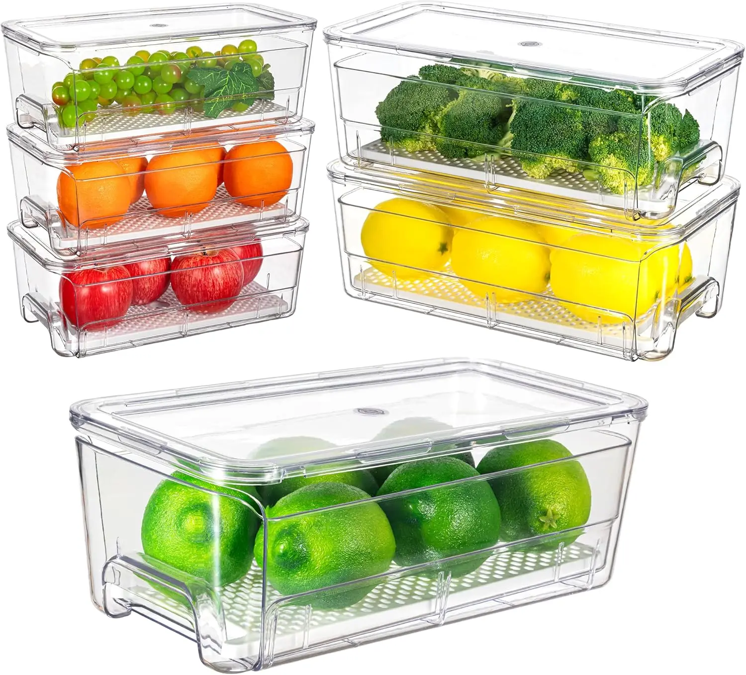 6 Pack Stackable Fridge Organizer Drawers with Lids, Clear Refrigerator Storage for Veggies Fruits Food
6 Pack Stackable Fridge Organizer Drawers with Lids, Clear Refrigerator Storage for Veggies Fruits Food
