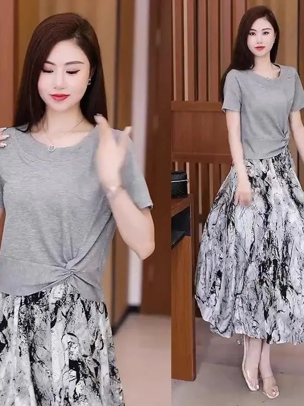 Fashionable Asymmetric Cross T-Shirt And Skirt Set Women's Summer Casual Wear Breathable Medium Thickness Non-Furlined
Fashionable Asymmetric Cross T-Shirt And Skirt Set Women's Summer Casual Wear Breathable Medium Thickness Non-Furlined