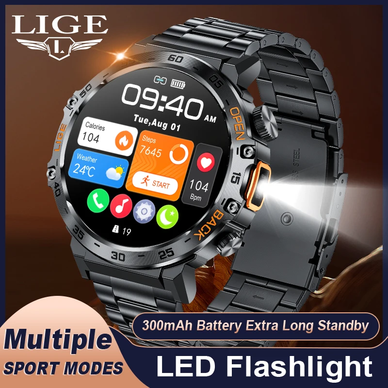 LIGE Smart Watch 3ATM Waterproof Sport Fitness Bracelet For Men Bluetooth Call Health Monitor With Flashlight 100+ Sports Modes
LIGE Smart Watch 3ATM Waterproof Sport Fitness Bracelet For Men Bluetooth Call Health Monitor With Flashlight 100+ Sports Modes
