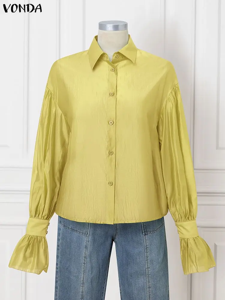 Женская модная блузка 2025 VONDA, элегантные офисные женские рубашки с длинным рукавом, повседневные однотонные топы, осенние блузки на пуговицах, большие размеры 5XL
Женская модная блузка 2025 VONDA, элегантные офисные женские рубашки с длинным рукавом, повседневные однотонные топы, осенние блузки на пуговицах, большие размеры 5XL